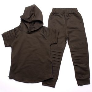 Two pcs kids (boys) light weight hooded shirt & light weight joggers